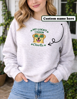 Embroidered Labrador Sweatshirt, Lucky Charm Dog Top