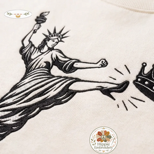 Embroidered Lady Liberty Kicking Crown Sweatshirt, No Kings Shirt