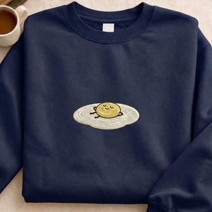 Embroidered Lazy Fried Egg Sweatshirt, Funny Breakfast Crewneck