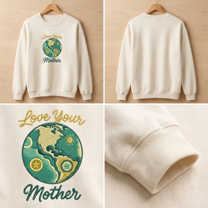 Embroidered Love Your Mother Sweatshirt, Retro Earth Day Shirt