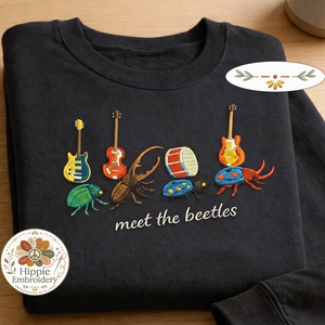 Embroidered Meet the Beetles Shirt, Funny Insect Band Crewneck