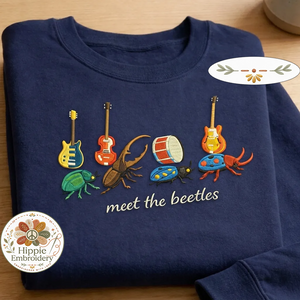 Embroidered Meet the Beetles Shirt, Funny Insect Band Crewneck