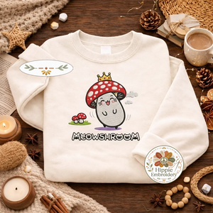 Embroidered Meowshroom Cat Mushroom Sweatshirt, Cute Kawaii Shirt