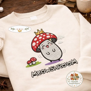 Embroidered Meowshroom Cat Mushroom Sweatshirt, Cute Kawaii Shirt