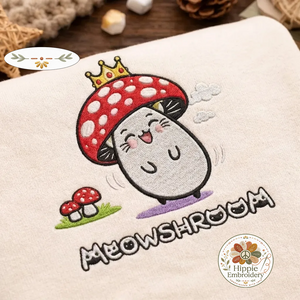Embroidered Meowshroom Cat Mushroom Sweatshirt, Cute Kawaii Shirt