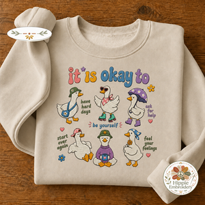 Embroidered Motivational Goose Sweatshirt, Mental Health Crewneck