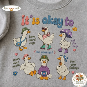 Embroidered Motivational Goose Sweatshirt, Mental Health Crewneck