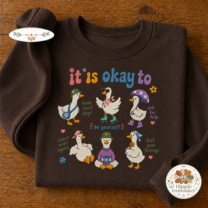 Embroidered Motivational Goose Sweatshirt, Mental Health Crewneck