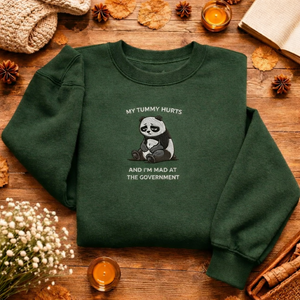 Embroidered My Tummy Hurts Sweatshirt, Funny Panda Top