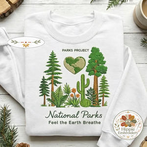 Embroidered National Parks Sweatshirt, Feel Earth Breathe Shirt