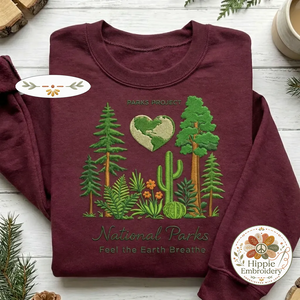 Embroidered National Parks Sweatshirt, Feel Earth Breathe Shirt