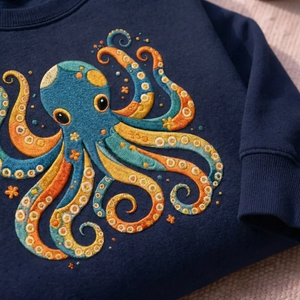 Embroidered Octopus Sweatshirt, Floral Ocean Crewneck, Scuba Gift
