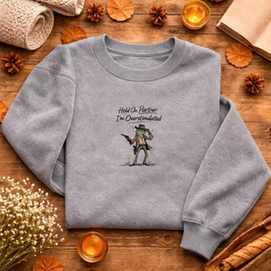 Embroidered Overstimulated Frog Sweatshirt, Western Funny Crewneck