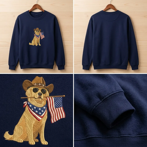 Embroidered Patriotic Golden Retriever Sweatshirt, USA Dog Crew