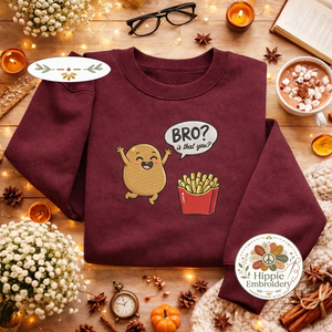 Embroidered Potato French Fries Sweatshirt, Funny Foodie Top