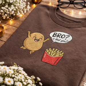 Embroidered Potato French Fries Sweatshirt, Funny Foodie Top