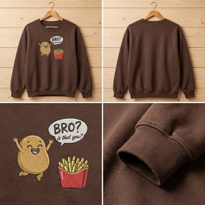 Embroidered Potato French Fries Sweatshirt, Funny Foodie Top