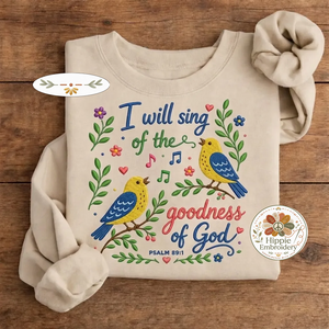 Embroidered Psalm 89:1 Christian Sweatshirt, Faith Floral Crew