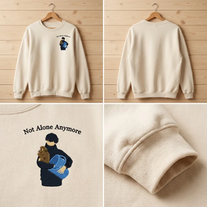 Embroidered Punch Monkey Hugging Human Sweatshirt, Cute Top