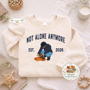 Embroidered Punch Monkey Not Alone Sweatshirt, Viral Top