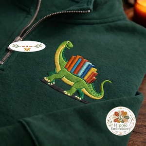 Embroidered Read-asaurus Dinosaur Quarter Zip, Bookworm Shirt
