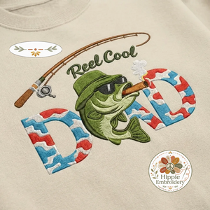 Embroidered Reel Cool Dad Sweatshirt, Fishing Crewneck for Dad