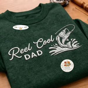 Embroidered Reel Cool Dad Sweatshirt, Funny Fishing Crewneck