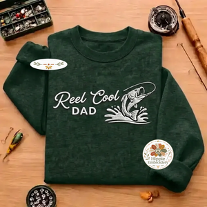 Embroidered Reel Cool Dad Sweatshirt, Funny Fishing Crewneck