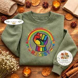 Embroidered Resist Sweatshirt, Feminist Protest Equal Top