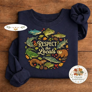 Embroidered Respect The Locals Shirt, Wetland Animals River Crew