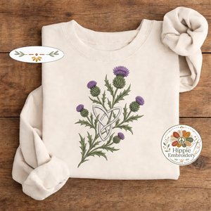 Embroidered Scottish Thistle Grunge Sweatshirt, Celtic Knot Crew