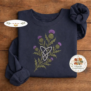 Embroidered Scottish Thistle Grunge Sweatshirt, Celtic Knot Crew