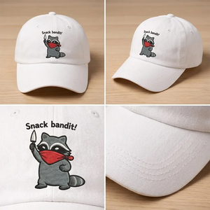 Embroidered Snack Bandit Raccoon Hat, Funny Food Lover Cap