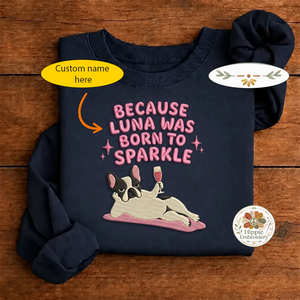 Embroidered Sparkle Dog Name Sweatshirt, Sassy Puppy Mom Crew