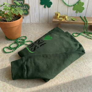 Embroidered St Patricks Day Sweatshirt, I Love Irish Top