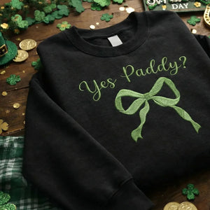 Embroidered St Patricks Day Sweatshirt, Lucky Clover Top