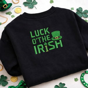 Embroidered St Patricks Day Sweatshirt, Lucky Irish Top