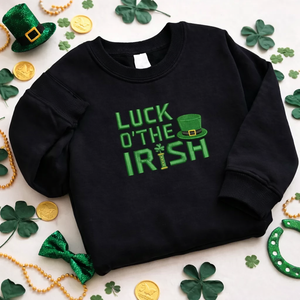 Embroidered St Patricks Day Sweatshirt, Lucky Irish Top