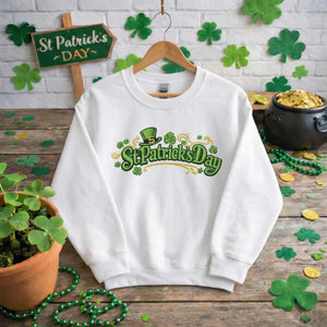 Embroidered St Patricks Day Sweatshirt, Shamrock Top