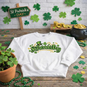 Embroidered St Patricks Day Sweatshirt, Shamrock Top