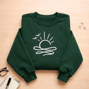 Embroidered Sun Ocean Sweatshirt, Boho Summer Crewneck, Beach Tee Gift