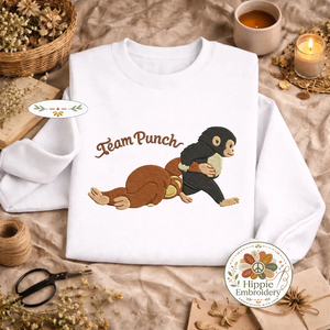Embroidered Team Punch Monkey Sweatshirt, Cute Plush Toy Top