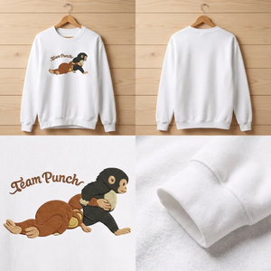 Embroidered Team Punch Monkey Sweatshirt, Cute Plush Toy Top