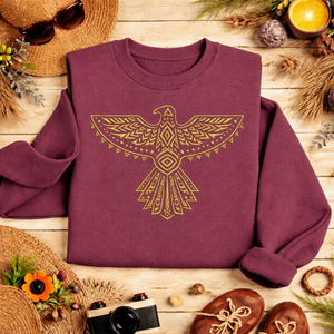 Embroidered Thunderbird Sweatshirt, Indigenous Native Symbol Crew