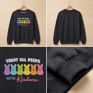 Embroidered Treat Peeps With Kindness Sweatshirt, Easter Top