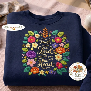 Embroidered Trust In The Lord Sweatshirt, Floral Christian Crewneck