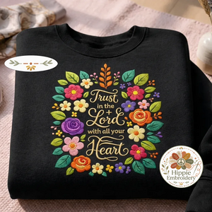 Embroidered Trust In The Lord Sweatshirt, Floral Christian Crewneck
