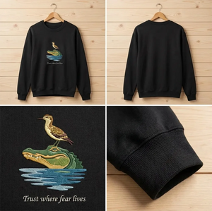 Embroidered Trust Where Fear Lives Shirt, Alligator Symbiosis Crew
