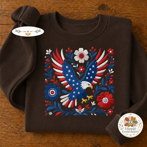 Embroidered USA 250th Anniversary Patriotic Eagle Sweatshirt, Crew