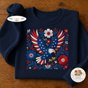 Embroidered USA 250th Anniversary Patriotic Eagle Sweatshirt, Crew